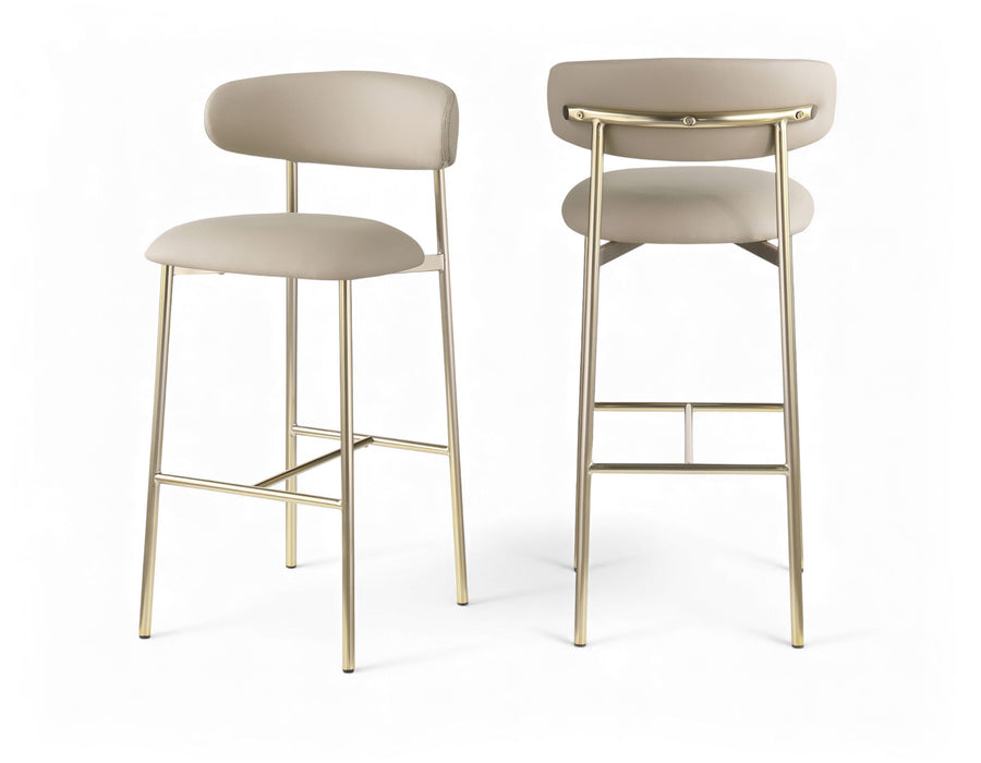 Lupita - Vegan Leather Upholstered Bar Stool With Brushed Gold Frame (Set of 2)