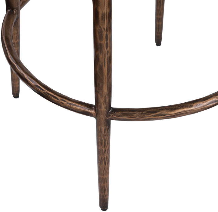 Ferro - Performance Fabric Upholstered Backless Bar Stool - Cream / Antique Bronze