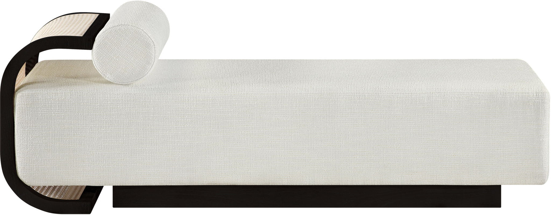 Zephyr - Linen Textured Fabric Upholstered Chaise - Painted Black Base