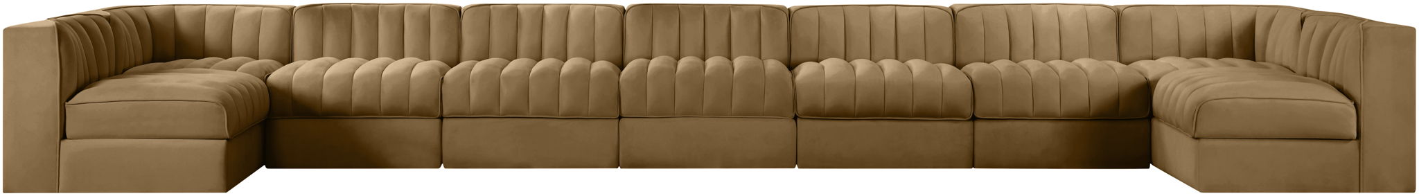 Rummi - Armless Velvet Performance Fabric Upholstered 9 Piece Modular Sectional