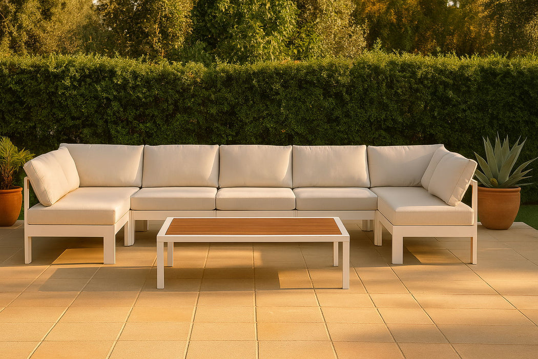 Nizuc - Outdoor Patio 7 Piece Modular Sectional With White Frame
