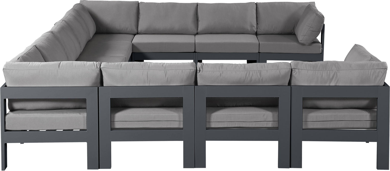 Nizuc - Outdoor Patio 11 Piece Modular Sectional With Gray Frame