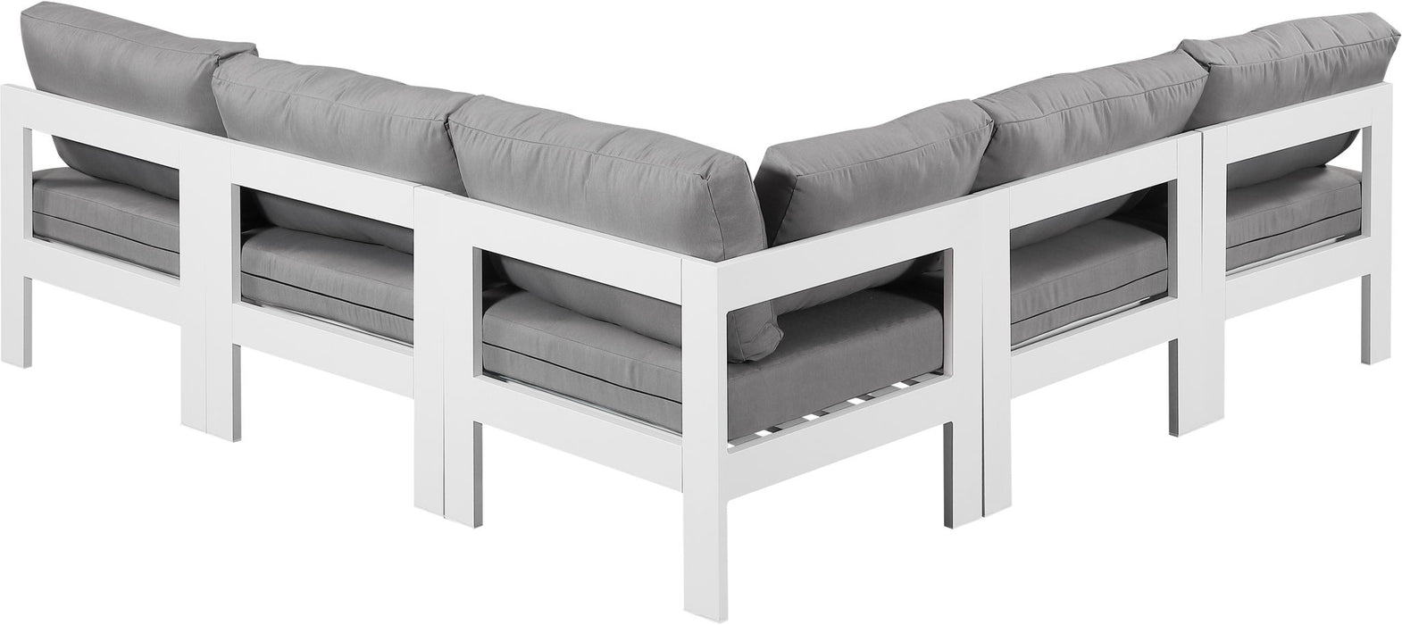 Nizuc - Outdoor Patio 5 Piece Modular Sectional With White Frame