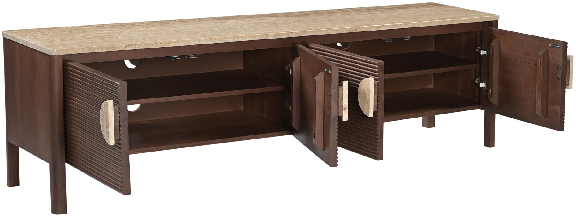 Varenna - 69" Genuine Marble And Acacia Wood Media Console