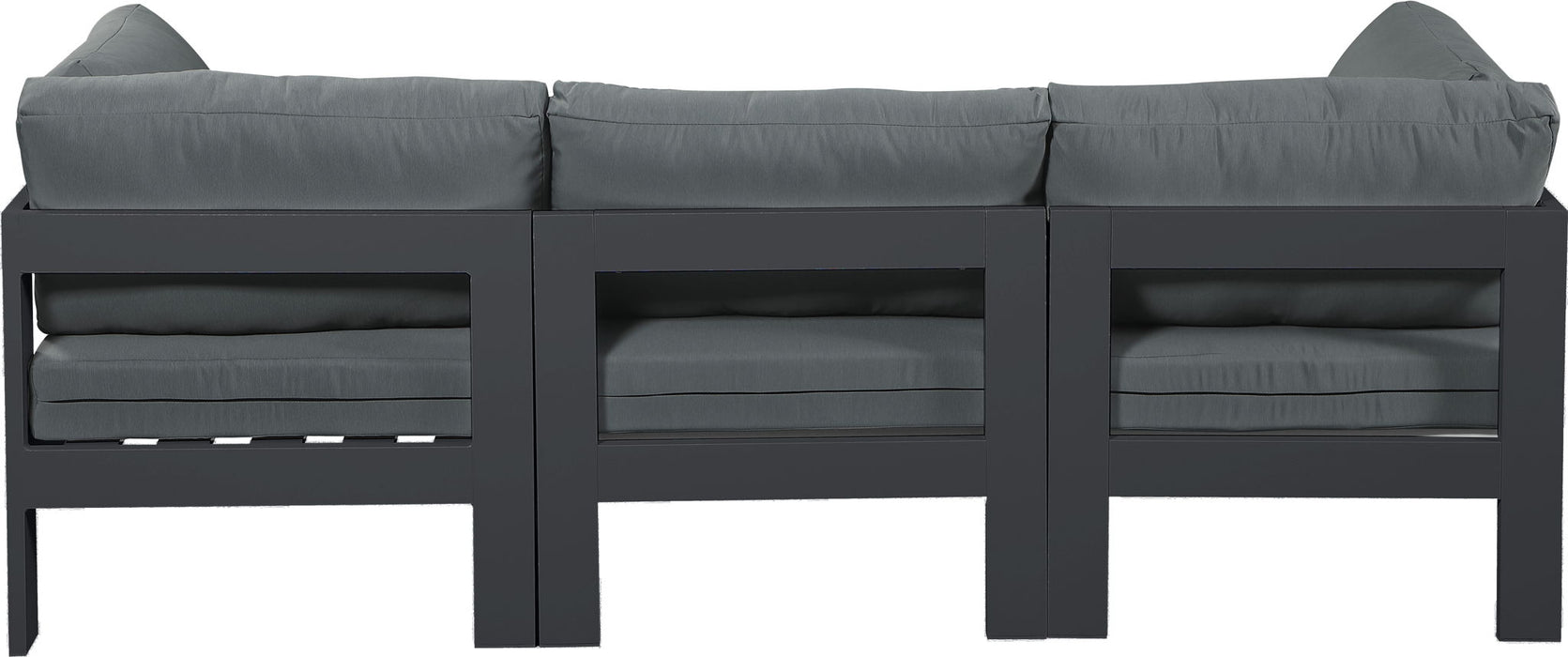 Nizuc - Outdoor Patio 3 Seat Modular Sofa With Gray Frame