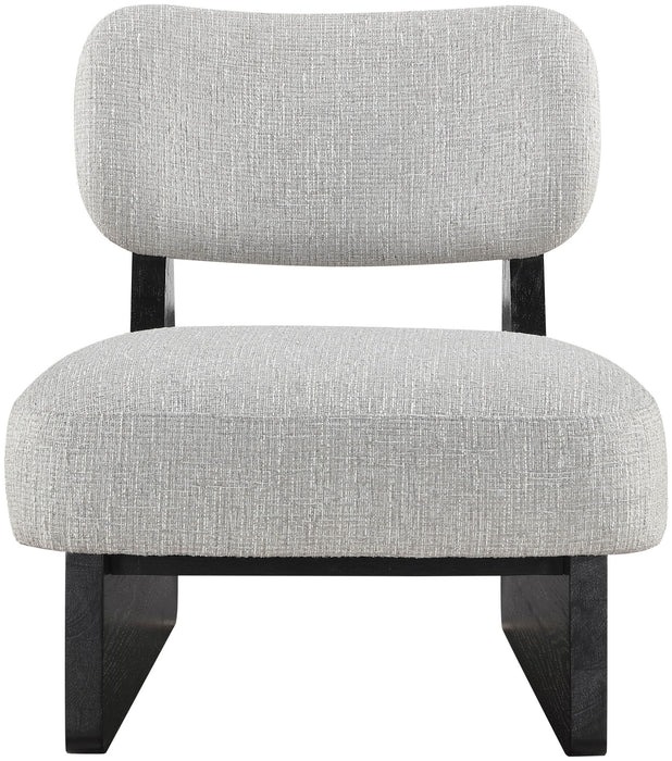 Vetra - Linen Textured Fabric Upholstered Accent Chair With Black Base