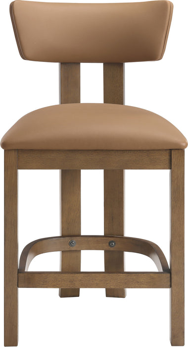 Lavrin - Vegan Leather Upholstered Counter Stool (Set of 2) - Walnut Base