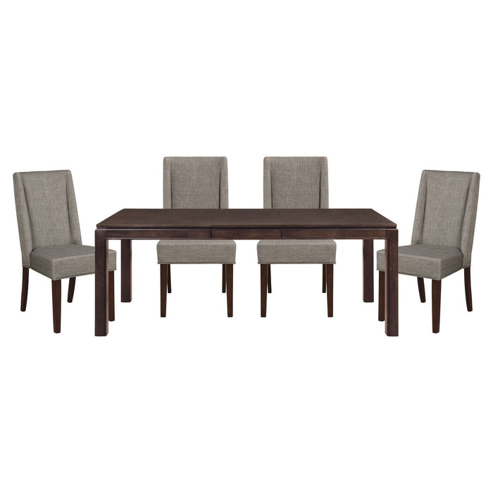 Kavanaugh - 5 Piece Dining Room Set (Table & 4 Side Chairs) - Dark Brown / Gray