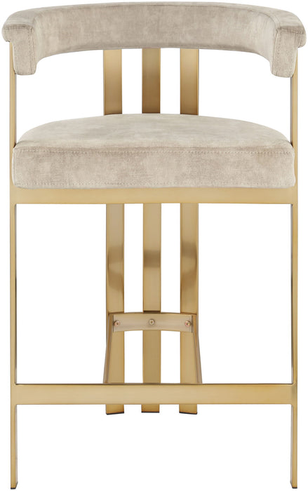 Marcello - Counter Stool With Brushed Gold Iron Frame (Set of 2) - Beige