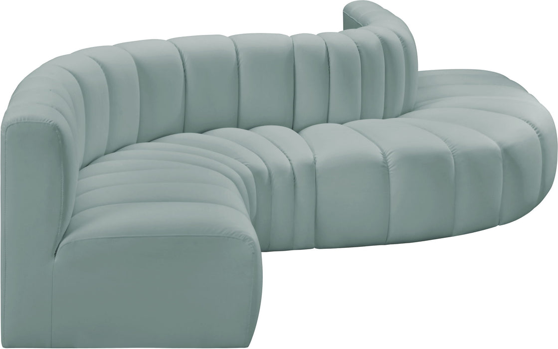 Arc - Faux Leather 6 Piece Curved Modular Sofa
