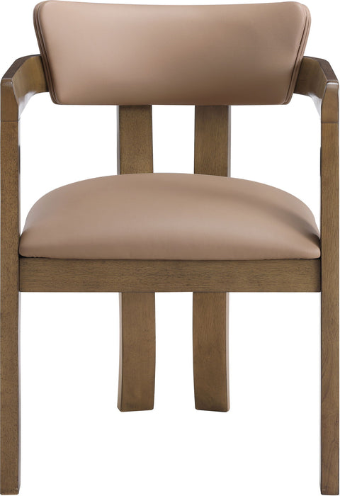 Lavrin - Vegan Leather Upholstered Dining Arm Chair (Set of 2) - Walnut Base