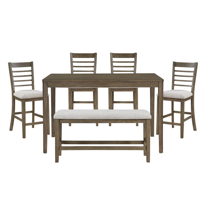 Emilia - 6 Piece Pack Counter Height Set - Brown