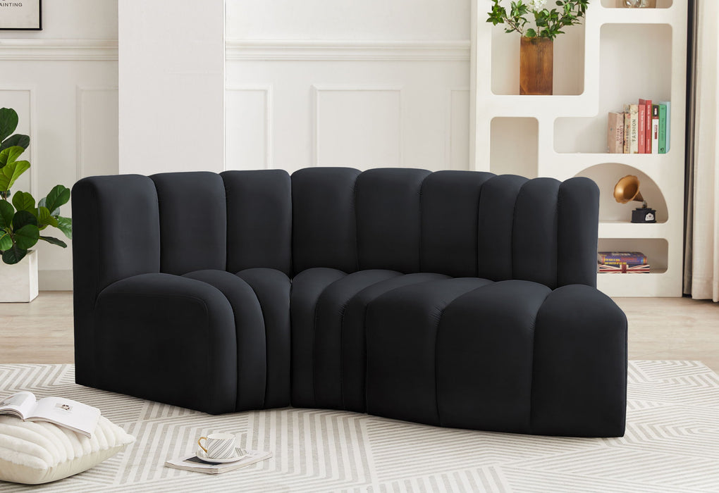 Arc - Velvet 3 Piece Modular L-Shaped Sofa