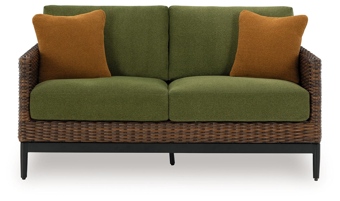 Horizon Hall - Loveseat With Cushion - Brown / Green