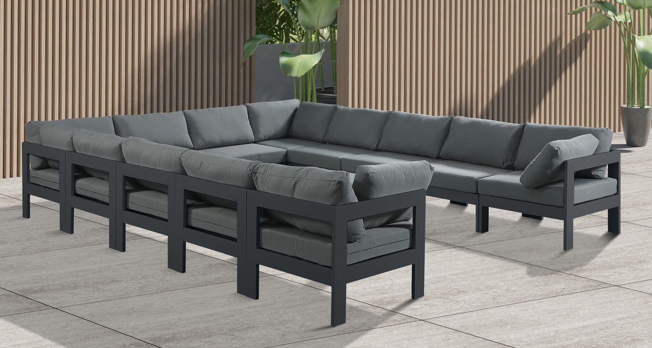 Nizuc - Outdoor Patio 12 Piece Modular Sectional With Gray Frame