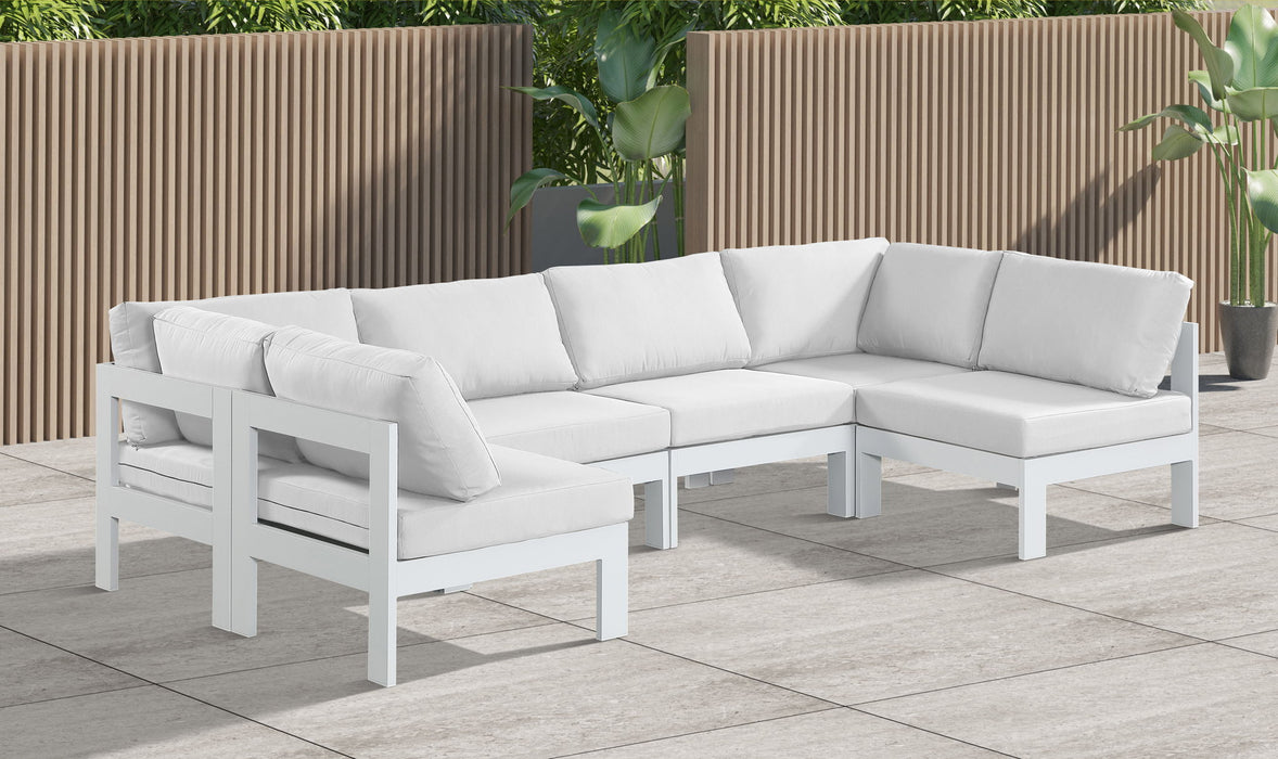 Nizuc - Outdoor Patio 6 Piece Modular Sectional With White Frame