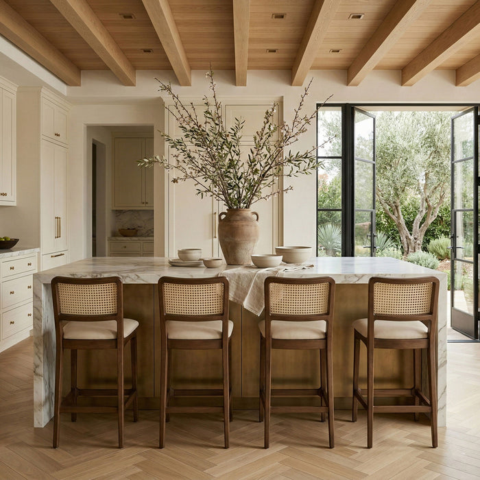 Atrium - Upholstered Bar Stool (Set of 2) - Brushed Brown Frame