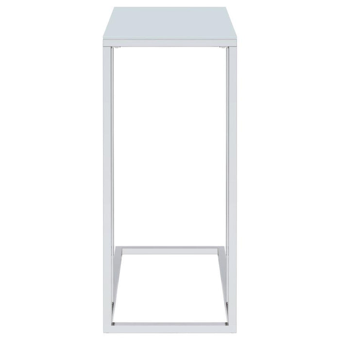 Stella - Glass Top C-Shaped Sofa Side Table - Chrome