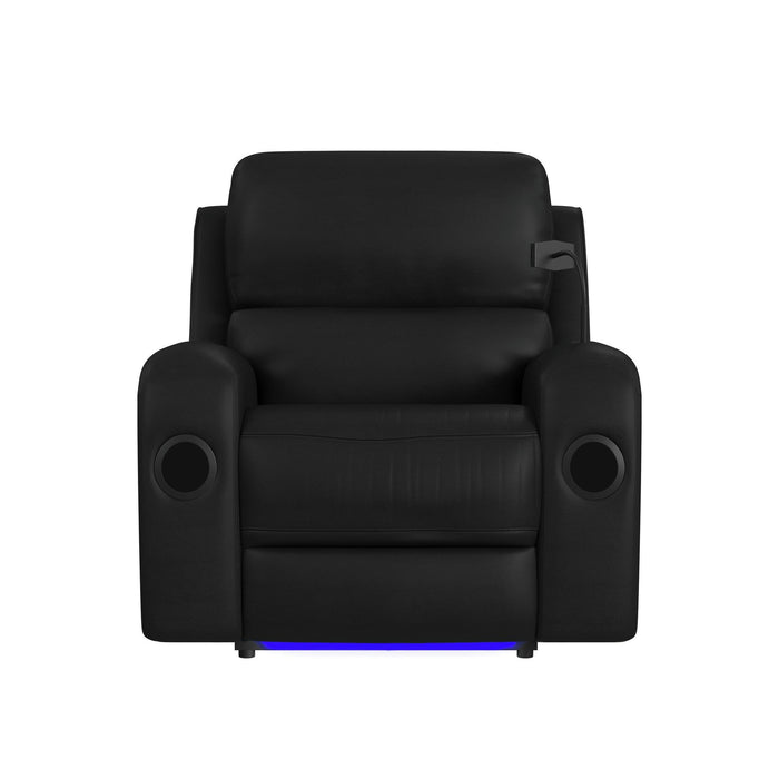 Euphora - P3 Power Glider Recliner With Heat Massage, Music, Ipad Holder With Wireless Charger, USB - Black