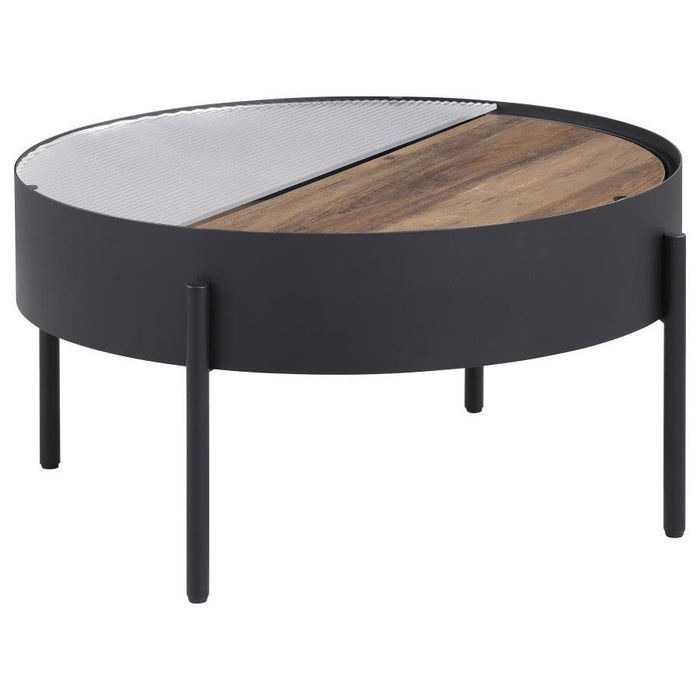 Ozella - Round Table With Hidden Storage Sandy