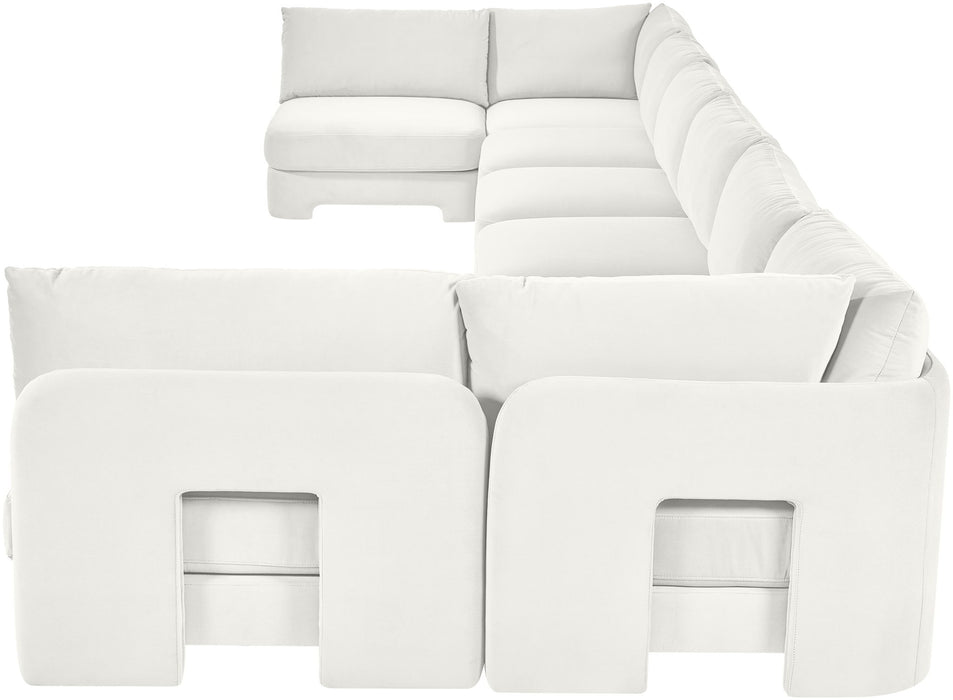Hammond - Velvet Performance Fabric Upholstered 8 Piece U-Shaped Armless Sectional - Beige
