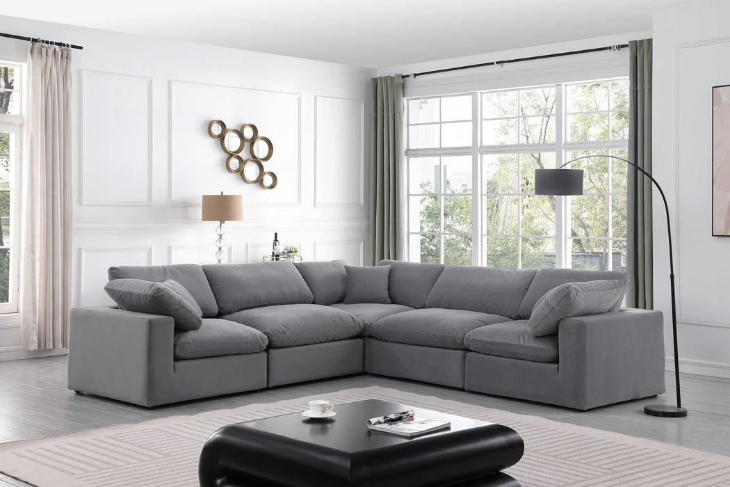 Comfy - 5 Piece Velvet Modular Corner Sectional