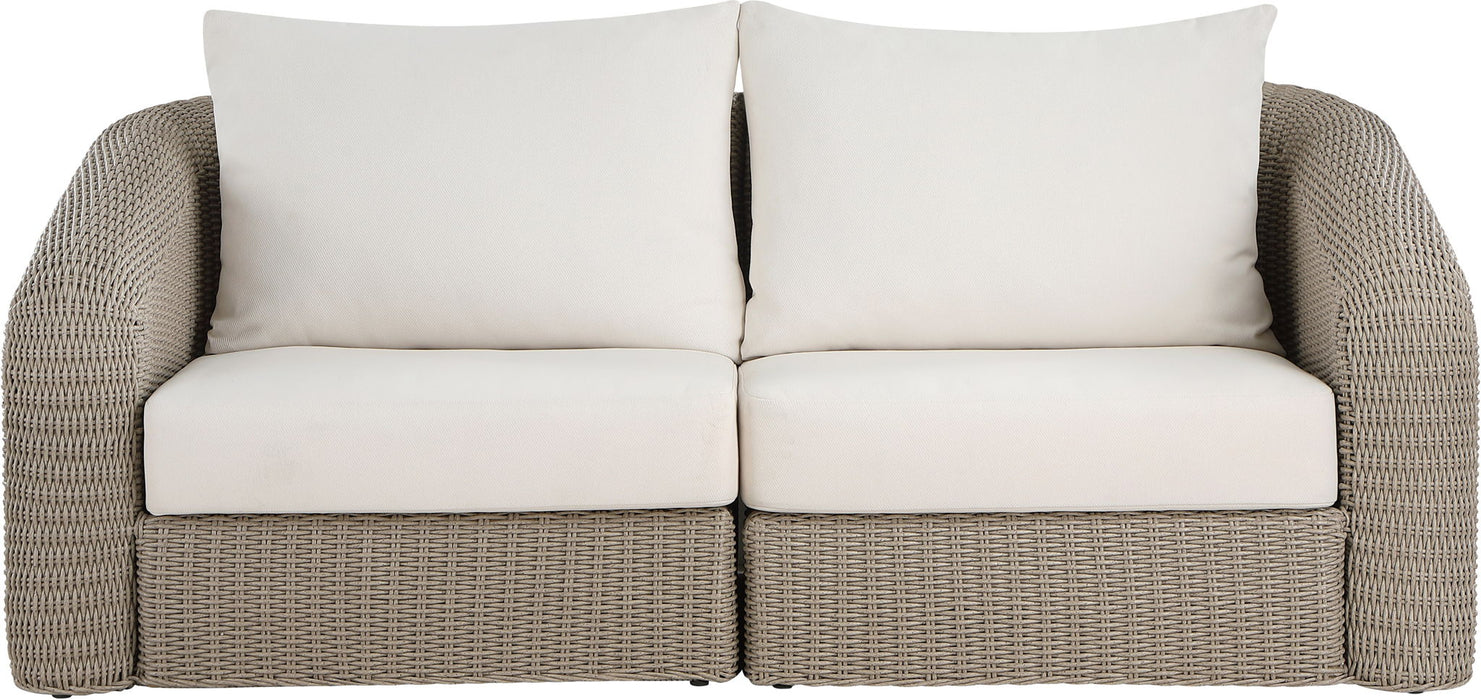 Seacrest - Olefin Water Resistant Fabric And Wicker 2 Piece Outdoor Patio Modular Loveseat