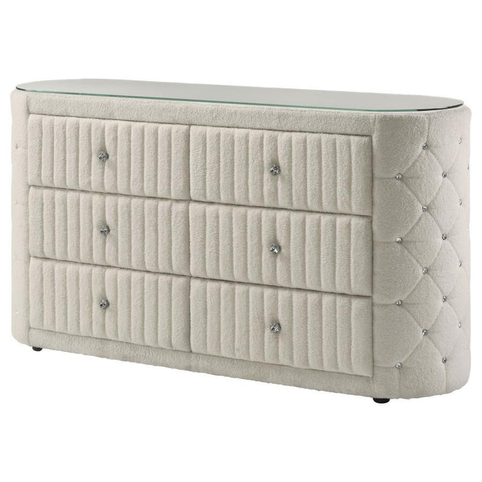 Sonya - 6-Drawer Upholstered Bedroom Dresser