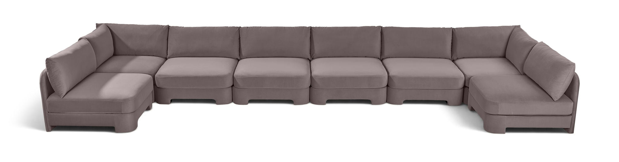 Hammond - Velvet Performance Fabric Upholstered 8 Piece U-Shaped Armless Sectional - Beige