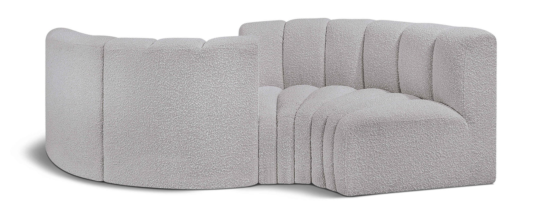 Arc - Boucle Fabric 4 Piece Curved Modular Sofa