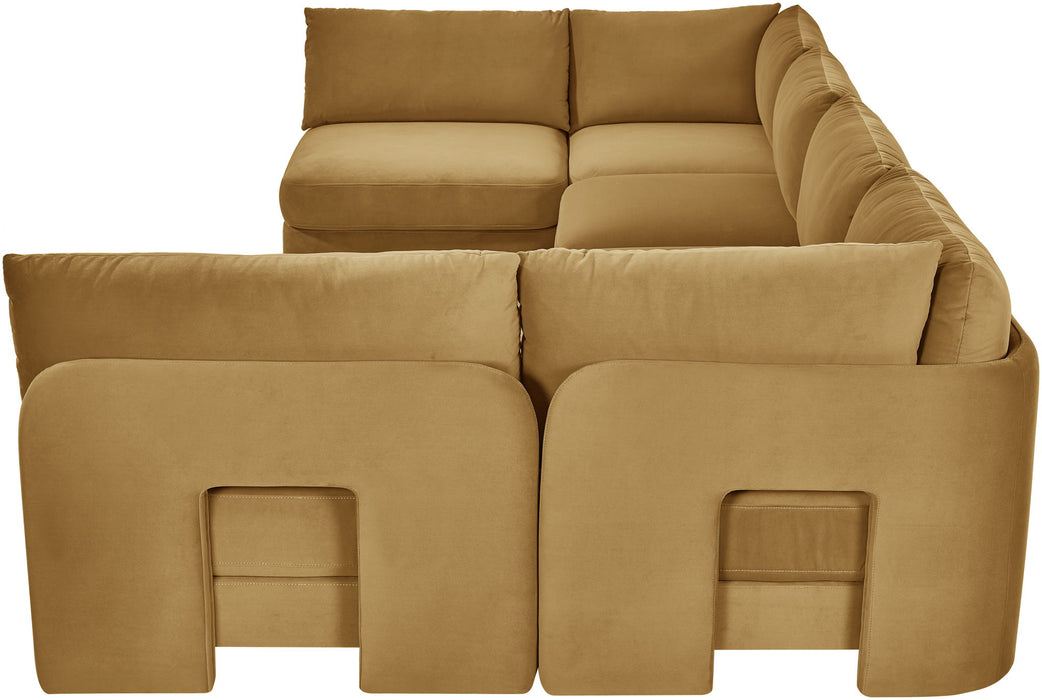 Hammond - Velvet Performance Fabric Upholstered 6 Piece U-Shaped Armless Sectional
