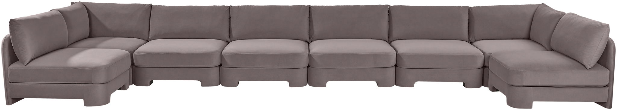Hammond - Velvet Performance Fabric Upholstered 8 Piece U-Shaped Armless Sectional - Beige