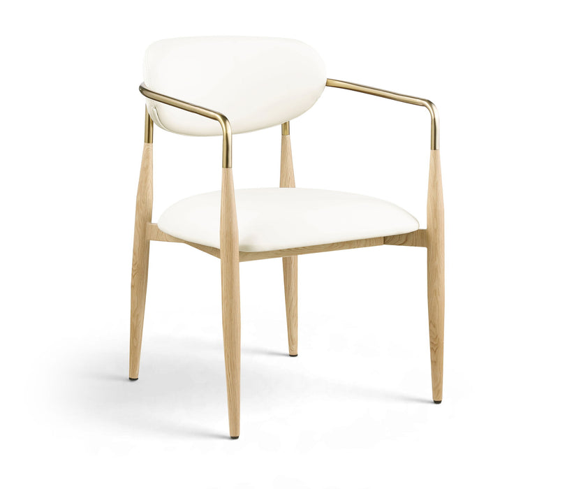 Ronda - Vegan Leather Upholstered Dining Arm Chair - Natural Legs