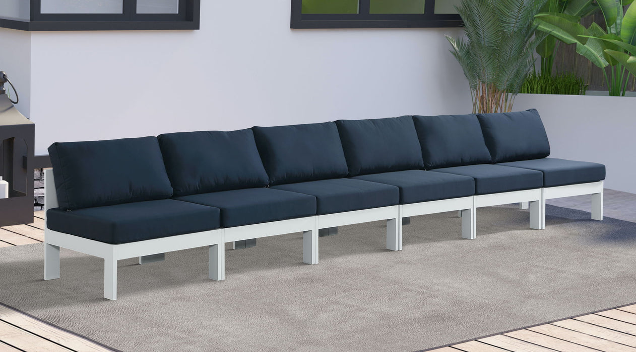 Nizuc - Outdoor Patio 6 Seat Armless Modular Sofa With White Frame