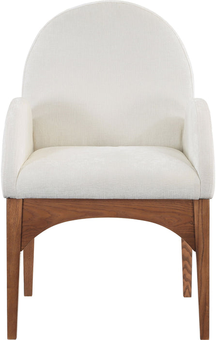 Waldorf - Chenille Dining Arm Chair With Brown Legs