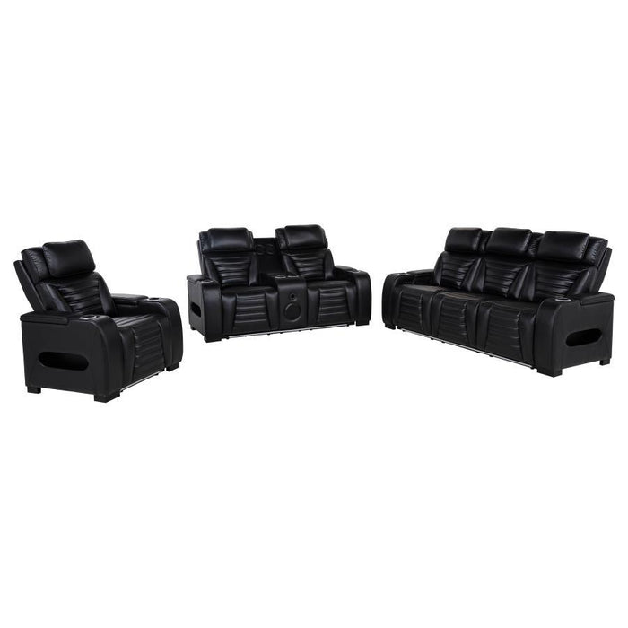 Zuma - Faux Leather Dual Power LED Sofa Set