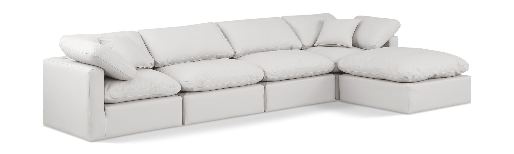 Indulge - Faux Leather 5 Piece Modular Sectional With Chaise
