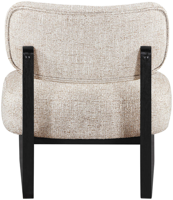 Vetra - Linen Textured Fabric Upholstered Accent Chair With Black Base