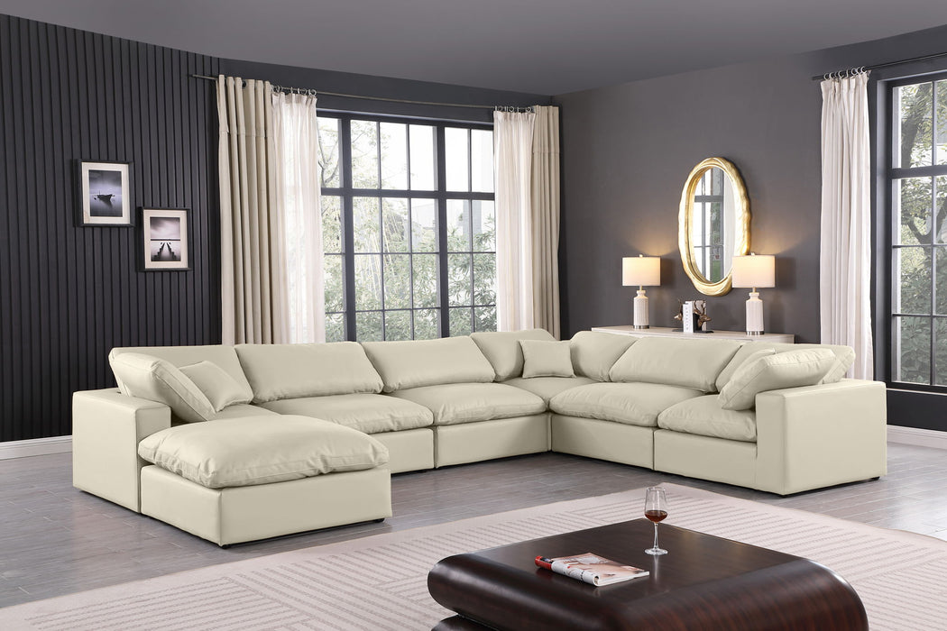 Comfy - 7 Piece Faux Leather Modular Sectional With Chaise