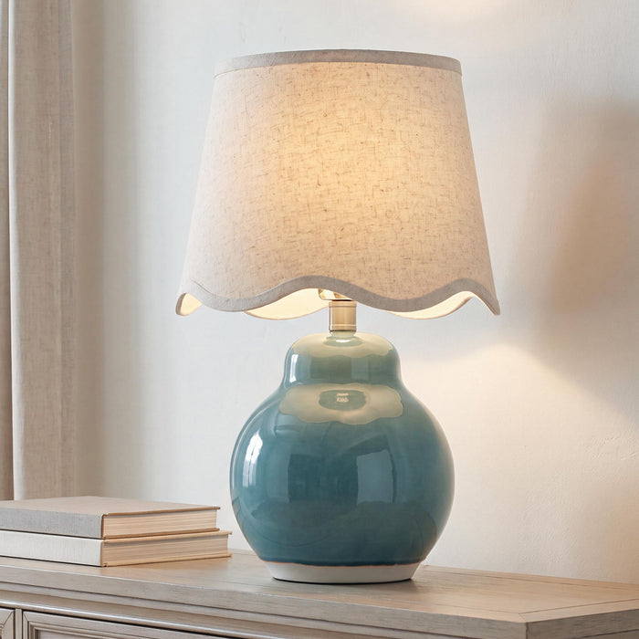 Byronburg - Ceramic Table Lamp - Blue / Beige