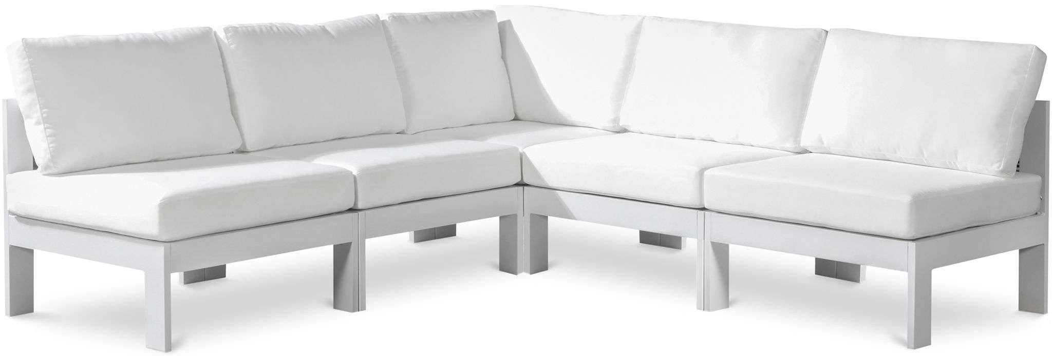 Nizuc - Outdoor Patio 5 Piece Modular Sectional With White Frame