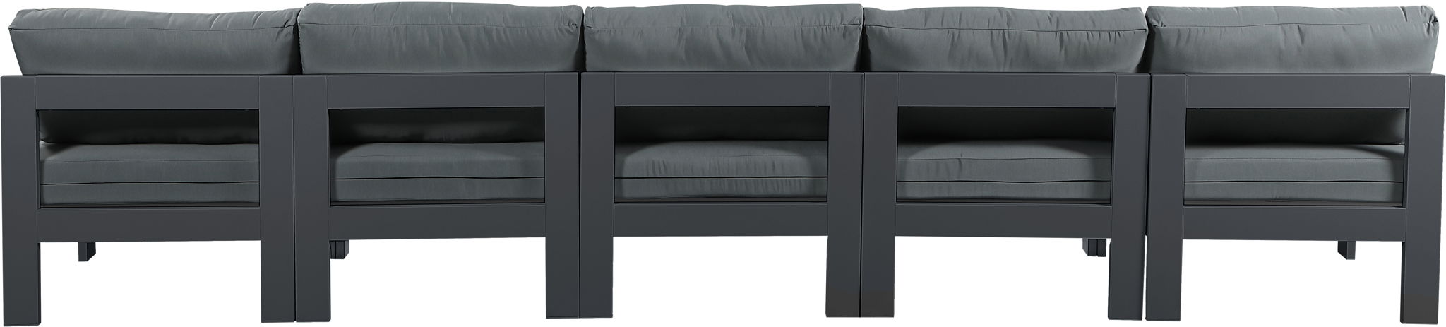 Nizuc - Outdoor Patio 5 Seat Modular Armless Sofa With Gray Frame