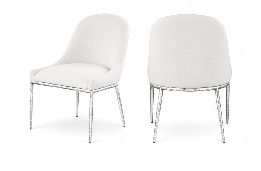 Ferro - Upholstered Dining Side Chair With Brushed Silver Legs