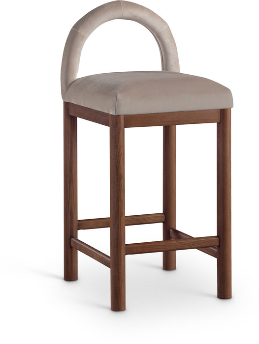 Conrad - Velvet Counter Stool With Brown Legs