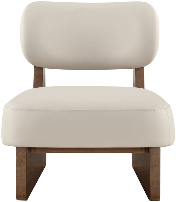 Vetra - Vegan Leather Upholstered Accent Chair - Taupe / Painted Brown