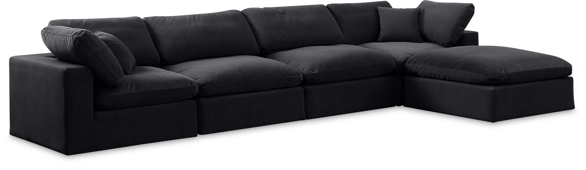 Comfy - 5 Piece Velvet Modular Sectional With Chaise