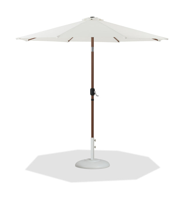 Fiji - Aluminum Patio Umbrella With Round White And Teak Base