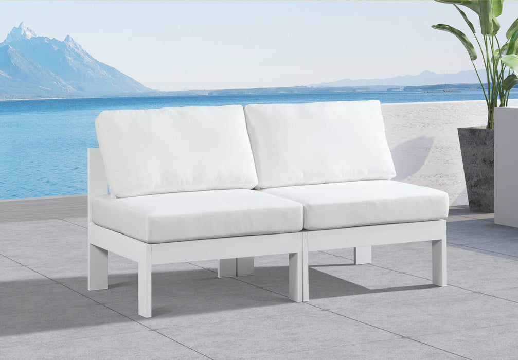 Nizuc - Outdoor Patio 2 Seat Armless Modular Sofa With White Frame
