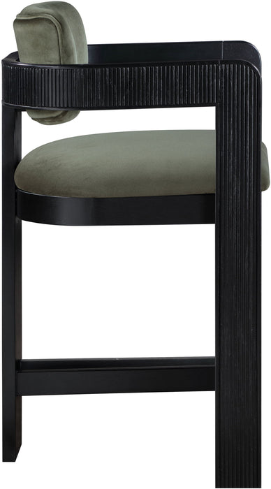 Sacha - Velvet Stool With Black Base