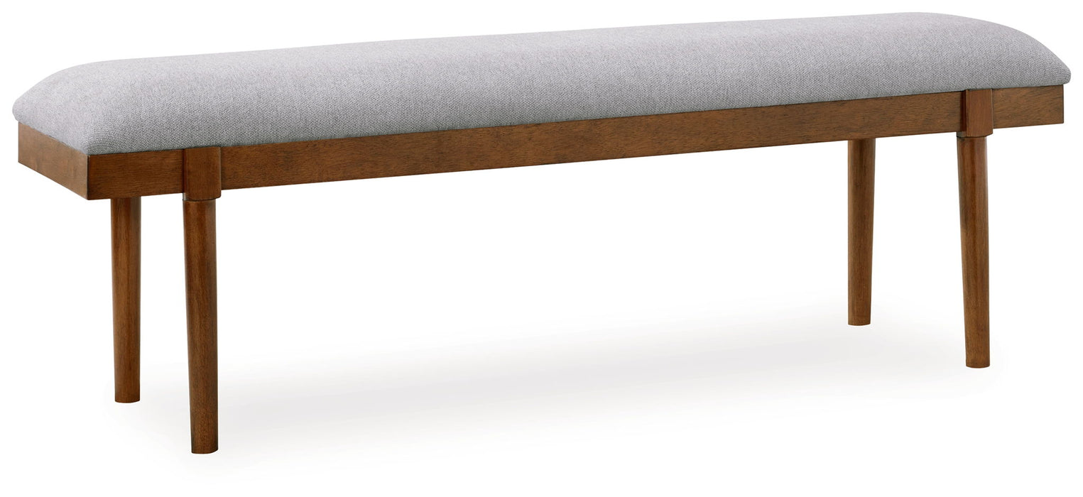Lyncott - Large Upholstered Dining Room Bench - Gray / Brown